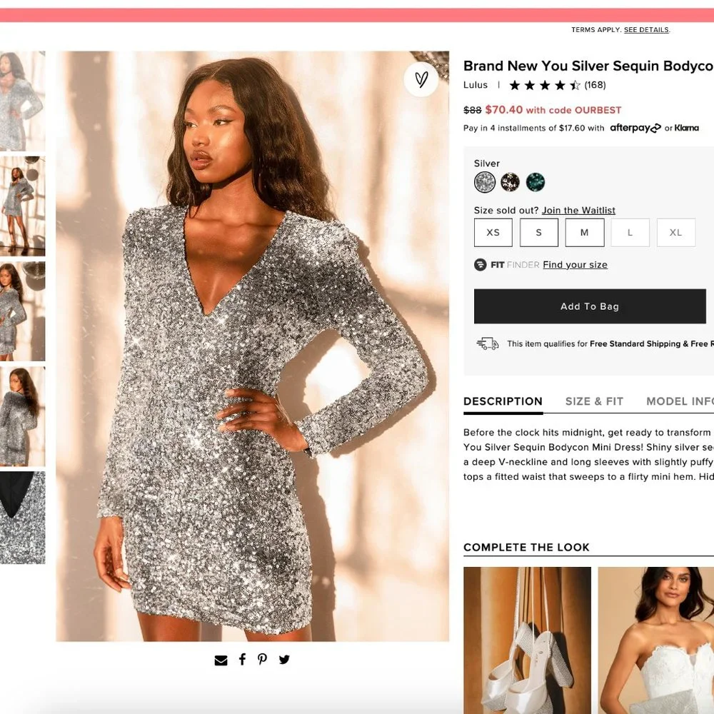 Lulu's "Brand New You" Silver Sequin Bodycon Mini Dress - Picture 1 of 4